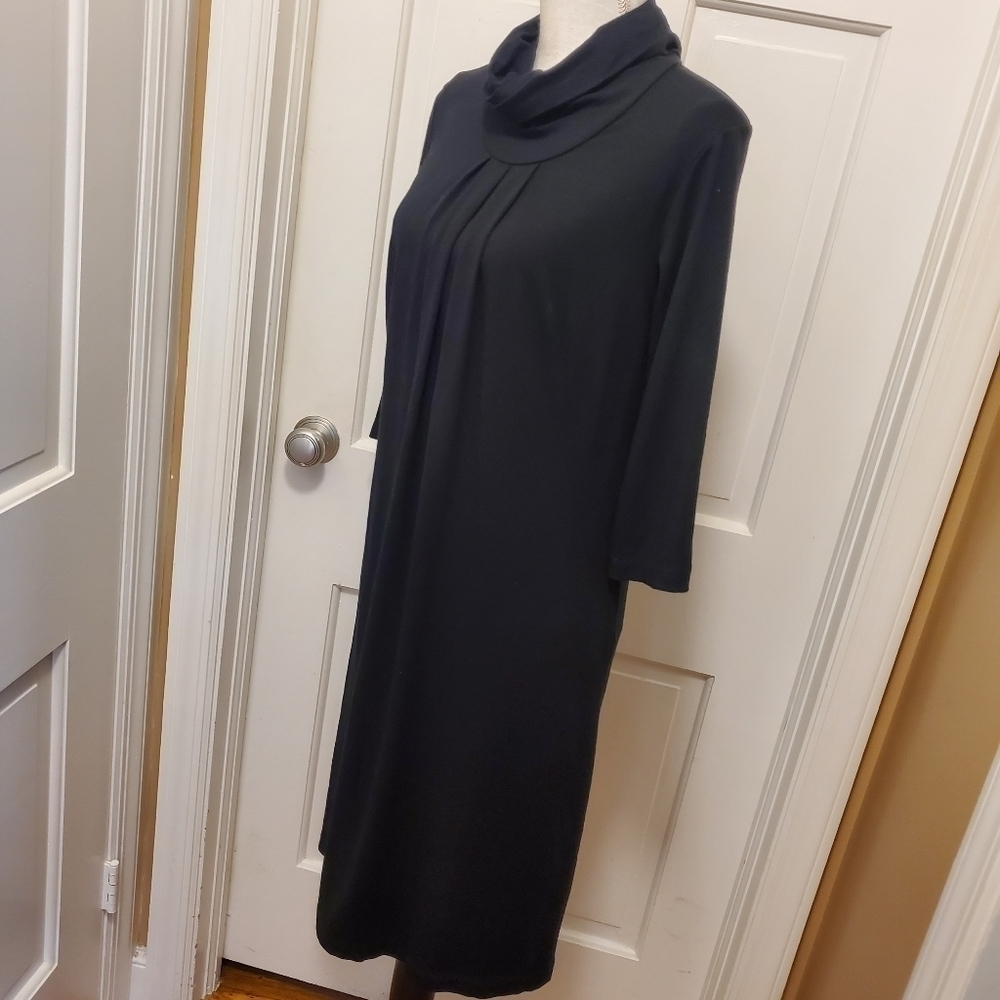 J. JILL Black Jersey Knit Cowl Neck Dress Size XSmall, Classic, business casual - Picture 5 of 9